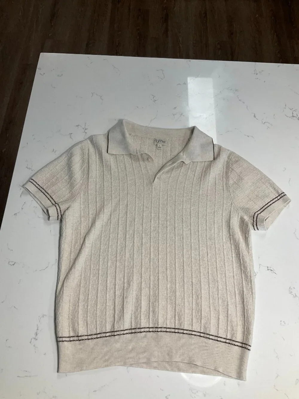 Men's J Crew Texture-stitch cotton-tipped sweater-polo Large